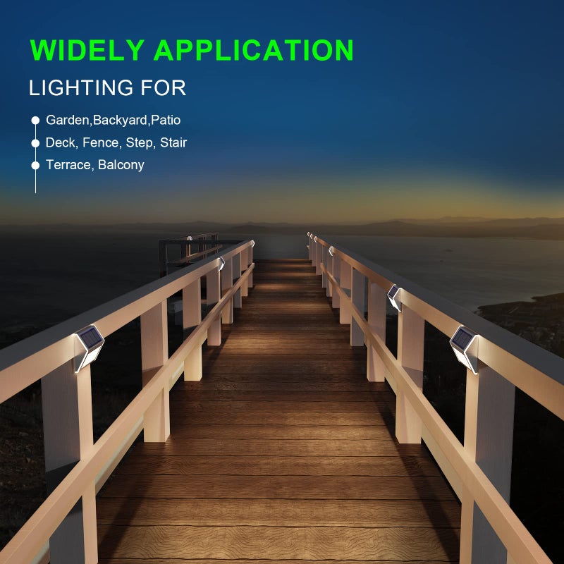 JSOT Solar Fence Lights - 12 Pack Solar Outdoor Light Deck Lights Waterproof Outside Lighting for Garden Backyard Patio Yard Stair Step Wall Railing Post, Cool Light - Image 5